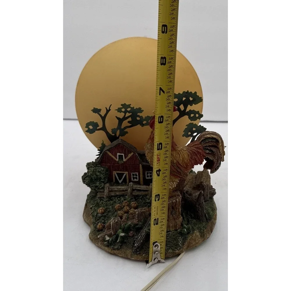 Vintage Rooster and Barn Farm Scene Rising Sun Moon Night Light Lamp Works Great